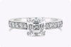 GIA Certified 1.58 Carats Asscher Cut Diamond Pave Engagement Ring with Side Stones in Platinum