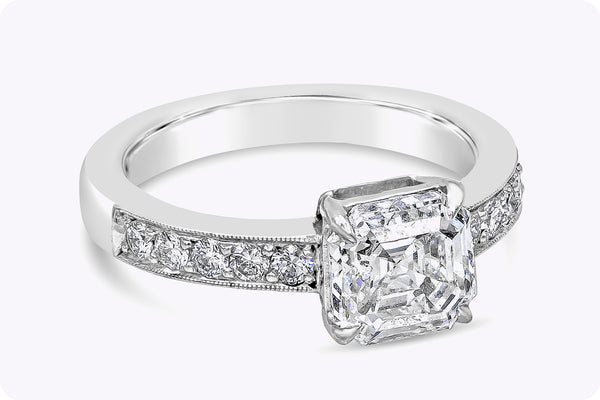 GIA Certified 1.58 Carats Asscher Cut Diamond Engagement Ring in Platinum