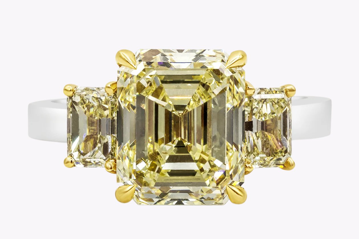 Emerald cut yellow on sale diamond ring