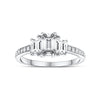 GIA Certified 0.70 Carat Emerald Cut Diamond Three-Stone Pavé Engagement Ring in Platinum