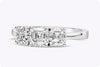 1.79 Carats Total Asscher Cut Diamond Three-Stone Engagement Ring in White Gold