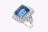 11.48 Carat Emerald Cut Aquamarine & Diamond Halo Cocktail Ring in Platinum