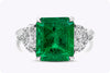 GIA Certified 4.46 Emerald Cut Colombian Emerald with Diamond Engagement Ring in Platinum