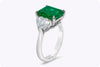 GIA Certified 4.46 Emerald Cut Colombian Emerald with Diamond Engagement Ring in Platinum