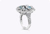 5.37 Carats Emerald Cut Aquamarine and Diamond Flower Cocktail Ring in White Gold