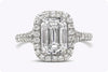 GIA Certified 2.51 Carats Emerald Cut Diamond Halo Engagement Ring in Platinum