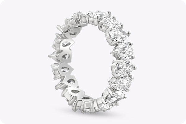 3.77 Carats Total Pear Shape Diamond Eternity Wedding Band Ring in Platinum