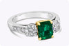 1.27 Carats Radiant Cut Emerald & Diamond Three-Stone Engagement Ring in Yellow Gold & Platinum
