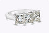 3.13 Carats Total Princess Cut Diamond Three-Stone Wedding Band in Platinum