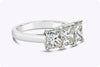 3.13 Carats Total Princess Cut Diamond Three-Stone Wedding Band in Platinum