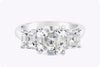 GIA Certified 3.03 Carats Asscher Step Cut Diamond Three-Stone Engagement Ring in Platinum