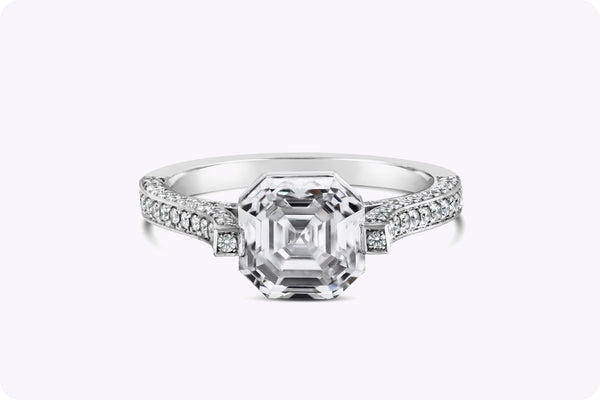GIA Certified 3.01 Carats Asscher Cut Diamond Engagement Ring in Platinum
