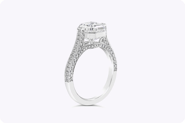 GIA Certified 3.01 Carats Asscher Cut Diamond Engagement Ring in Platinum