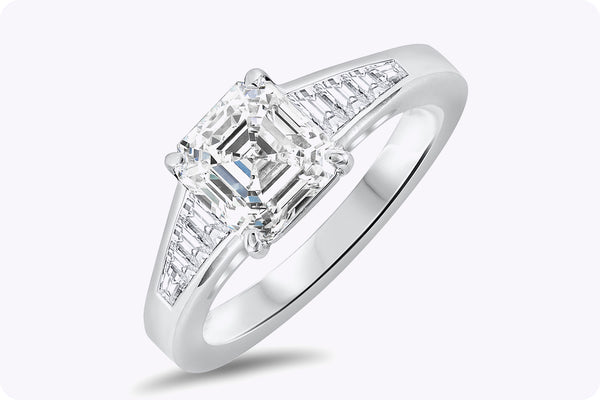 GIA Certified 1.56 Carats Asscher Cut Diamond Engagement Ring in Platinum