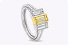 0.50 Carat Fancy Intense Yellow Diamond Three-Stone Engagement Ring in Yellow Gold & Platinum