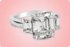 GIA Certified 6.27 Carat Total Emerald Cut Diamond Three Stone Engagement Ring in Platinum
