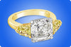 GIA Certified 5.05 Carats Asscher Cut Diamond Three-Stone Engagement Ring in Yellow Gold and Platinum