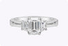1.26 Carats Total Mixed Cut Diamond Three-Stone Engagement Ring in Platinum