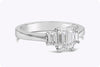 1.26 Carats Total Mixed Cut Diamond Three-Stone Engagement Ring in Platinum