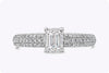 1.15 Carats Total Emerald Cut Diamond Pave Engagement Ring in White Gold
