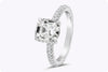 GIA Certified 2.50 Carat Asscher Cut Diamond Micro-Pave Engagement Ring in Platinum