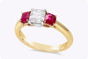 1.56 Carats Total Asscher Cut Diamond and Ruby Three-Stone Engagement Ring in White Gold and Yellow gold