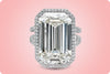 GIA Certified 20.21 Carat Emerald Cut Diamond Halo Engagement Ring in Platinum