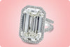 GIA Certified 20.21 Carat Emerald Cut Diamond Halo Engagement Ring in Platinum