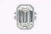 GIA Certified 20.21 Carats Emerald Cut Diamond Halo Engagement Ring in Platinum