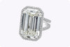 GIA Certified 20.21 Carats Emerald Cut Diamond Halo Engagement Ring in Platinum