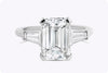GIA Certified 3.57 Carats Emerald Cut Diamond Three-Stone Engagement Ring in Platinum