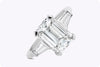 GIA Certified 3.57 Carats Emerald Cut Diamond Three-Stone Engagement Ring in Platinum