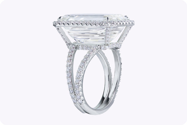 GIA Certified 15.00 Carats Emerald Cut Diamond Halo Engagement Ring in Platinum