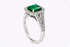 1.68 Carat Emerald Cut Green Emerald with Diamond Halo Split-Shank Engagement Ring in White Gold