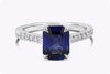 2.22 Carat Emerald Cut Blue Sapphire with Diamond Engagement Ring in Platinum