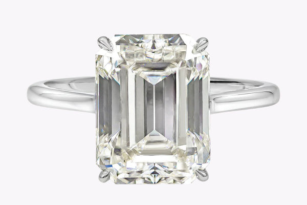 GIA Certified 5.56 Carats Emerald Cut Diamond Solitaire Engagement Ring in White Gold