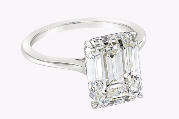 GIA Certified 5.56 Carats Emerald Cut Diamond Solitaire Engagement Ring in White Gold