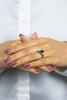 1.78 Carats Emerald Cut Green Emerald & Diamond Three Stone Engagement Ring in Platinum