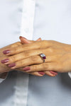 1.62 Carats Emerald Cut Diamond with Ruby Three-Stone Engagement Ring in Platinum