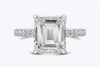 GIA Certified 3.00 Carats Emerald Cut Diamond Pave Engagement Ring in Platinum