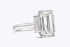 GIA Certified 4.62 Carat Emerald-Cut Diamond Three-Stone Engagement Ring in Platinum