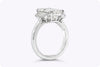 GIA Certified 4.62 Carat Emerald-Cut Diamond Three-Stone Engagement Ring in Platinum