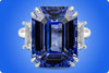 26.14 Carat Emerald Cut Ceylon Blue Sapphire and Diamond Three Stone Engagement Ring in Platinum