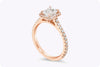 GIA Certified 1.01 Carats Emerald Cut Diamond Halo Engagement Ring in Rose Gold