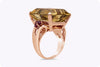 23.92 Carats Emerald Cut Golden Citrine and Round Ruby Cocktail Ring in Rose Gold