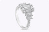 1.51 Carats Total Baguette Cut Illusion Diamond Cluster Engagement Ring in White Gold