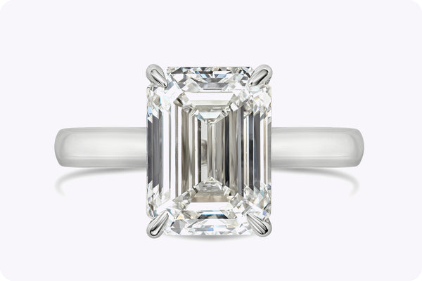 GIA Certified 3.53 Carats Emerald Cut Diamond Solitaire Engagement Ring in Platinum