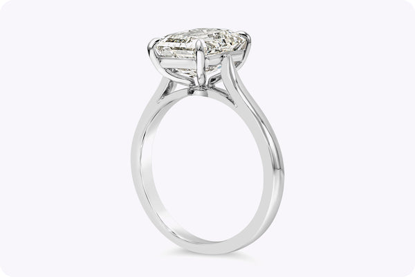 GIA Certified 3.53 Carats Emerald Cut Diamond Solitaire Engagement Ring in Platinum