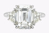 GIA Certified 5.81 Carats Emerald Cut Diamond Three-Stone Engagement Ring in Platinum