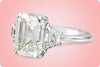 GIA Certified 5.81 Carats Emerald Cut Diamond Three Stone Engagement Ring in Platinum